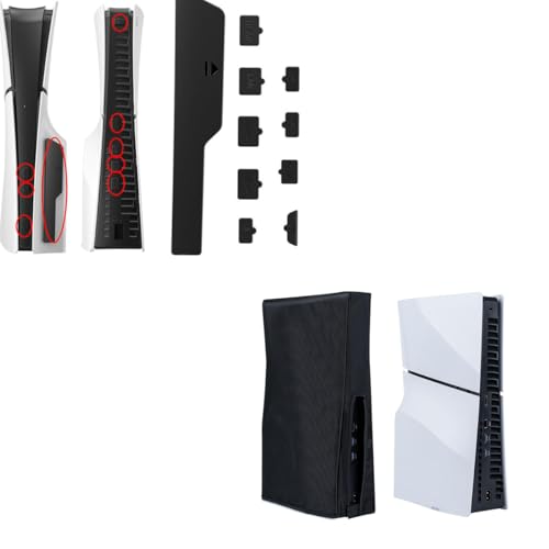 ZORBES® 9Pcs Dust Plug Kit for PS5/PS5 Slim Console and 1PCS Oxford Cloth Dust Proof Cover for Sony PlayStation 5 Game Console Vertical Cover Sleeve PS5 Accessories ZORBES® 9Pcs Dust Plug Kit for PS5/PS5 Slim Console and 1PCS Oxford Cloth Dust Proof Cover for Sony PlayStation 5 Game Console Vertical Cover Sleeve PS5 Accessories